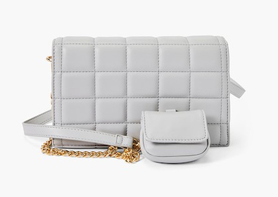 Gray Quilted Crossbody