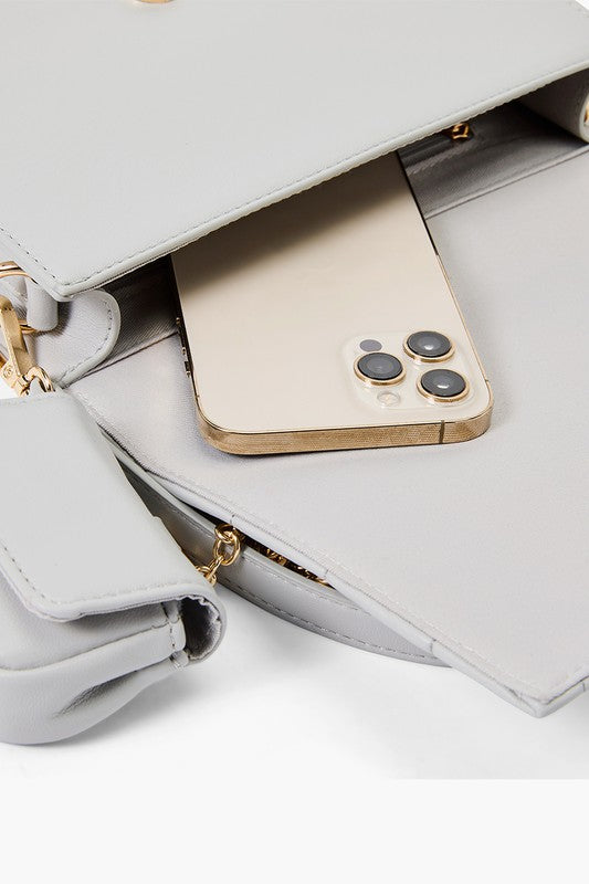 Gray Quilted Crossbody