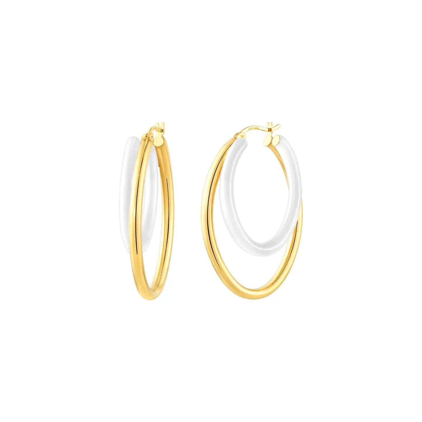 Statement White Enamel Double Oval Hoop