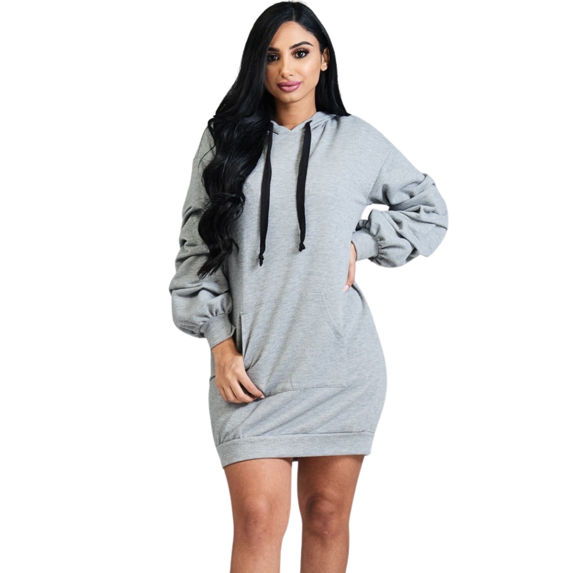 Bubble Sleeve Hoodie Sweatshirt Dress Bubble Sleeve Hoodie Sweatshirt Dress